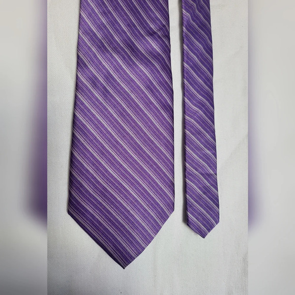 Stafford Other - Stafford Vintage Preppy Purple Gray‎ Diagonal Striped 100% Silk Career Tie